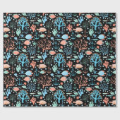 Onder het Zee Angel Fish Coral Anchor Nautical Blk Cadeaupapier (Vlak)