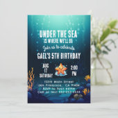Onder het Zee Animal Birthday Party Invitation Boy Kaart (Staand voorkant)