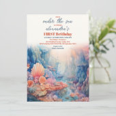 Onder het Zee Animals 1st Birthday Kaart (Staand voorkant)