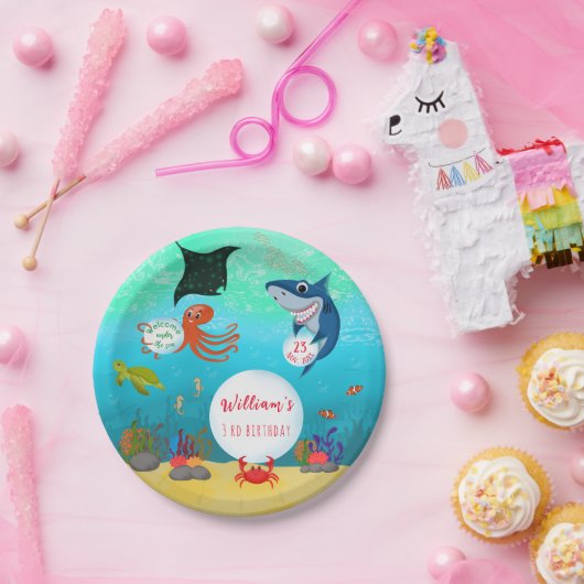 Onder het Zee Animals Birthday Party Papieren Bordje (Feest)