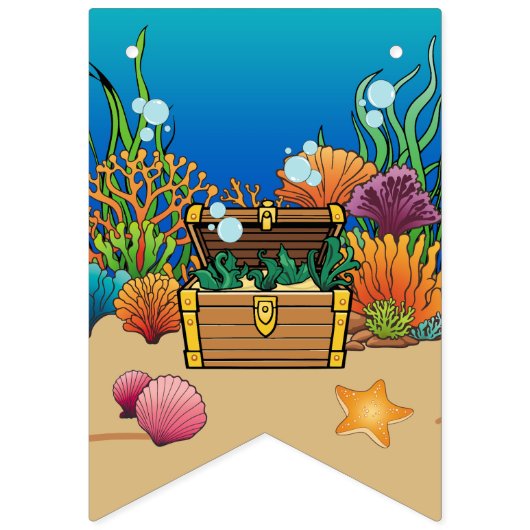 Onder het Zee Animals, Cartoon Underwater Ocean Vlaggetjes (Eerste vlag)