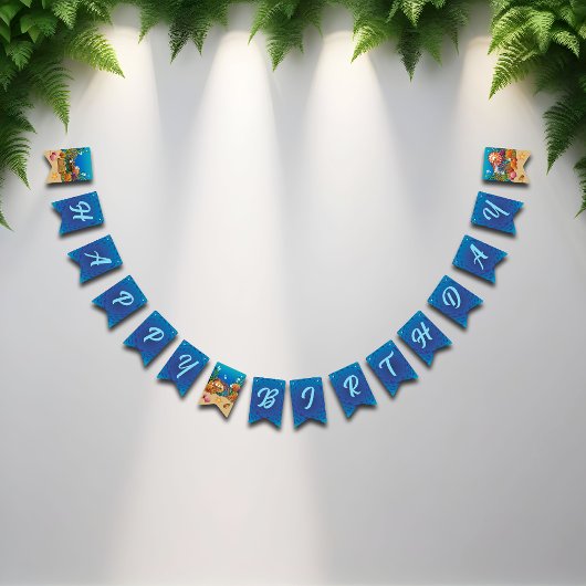 Onder het Zee Animals, Cartoon Underwater Ocean Vlaggetjes