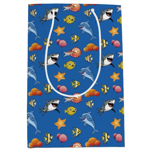 Onder het Zee Animals, Underwater Ocean Pattern Medium Cadeauzakje (Voorkant)