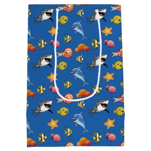 Onder het Zee Animals, Underwater Ocean Pattern Medium Cadeauzakje (Achterkant)