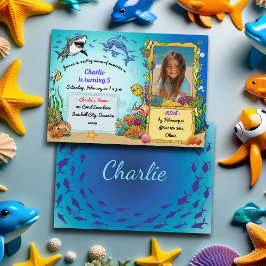 Onder het Zee Animals, Underwater Photo Birthday Kaart