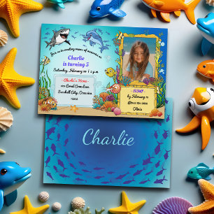 Onder het Zee Animals, Underwater Photo Birthday Kaart