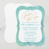 Onder het Zee Aqua Blue Mermaid Scales Baby shower Kaart (Voorkant / Achterkant)