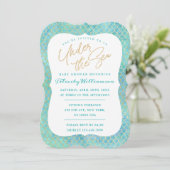 Onder het Zee Aqua Blue Mermaid Scales Baby shower Kaart (Staand voorkant)
