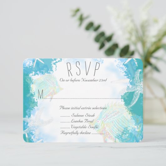Onder het Zee Aquamarine Menu Entrée RSVP (Staand voorkant)