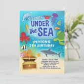 Onder het Zee Aquarium Birthday Party Kaart (Staand voorkant)