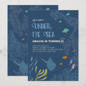 Onder het Zee Aquatic Ocean Kind Verjaardag Kaart (Voorkant / Achterkant)