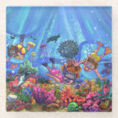 Onder het Zee Art Glazen Onderzetter (Voorkant)