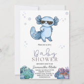 Onder het Zee Axolotl Baby shower Invitation Kaart (Voorkant)