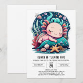 Onder het Zee Axolotl Party Verjaardag Kaart (Voorkant / Achterkant)