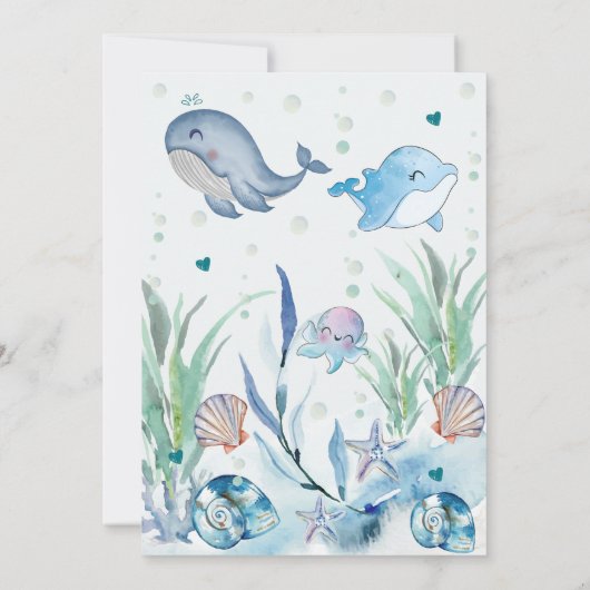 Onder het zee Baby Boy Douche Uitnodigingen (Achterkant)