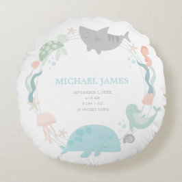 Onder het Zee Baby Boy Keepsake Kwekerij Rond Kussen