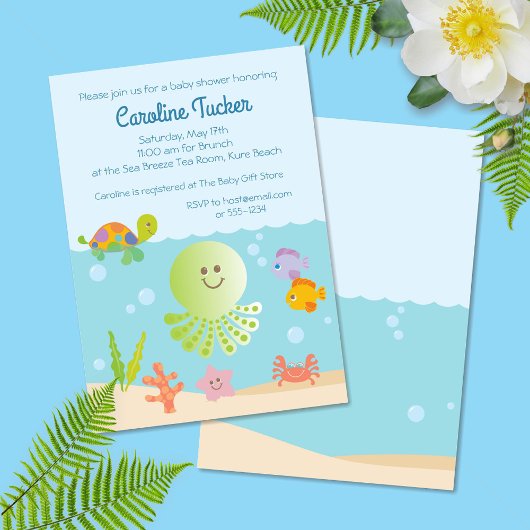 Onder het Zee Baby Boy Shower Invitations Kaart