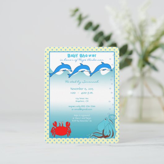 Onder het Zee Baby Boy Shower kont Kaart (Staand voorkant)