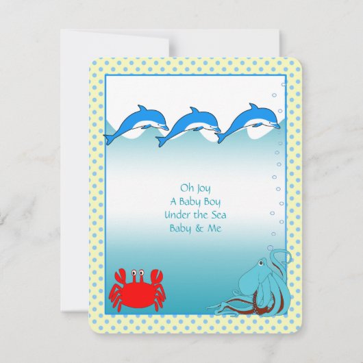Onder het Zee Baby Boy Shower kont Kaart (Achterkant)