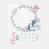 Onder het Zee Baby Girl Milestone Blanket, Meisje  Fleece Deken (Voorkant)