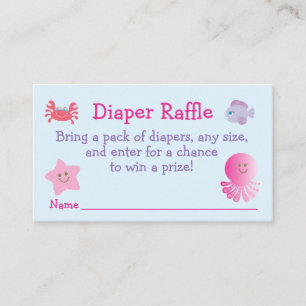 Onder het Zee Baby Girl Shower Diaper Raffle Informatiekaartje