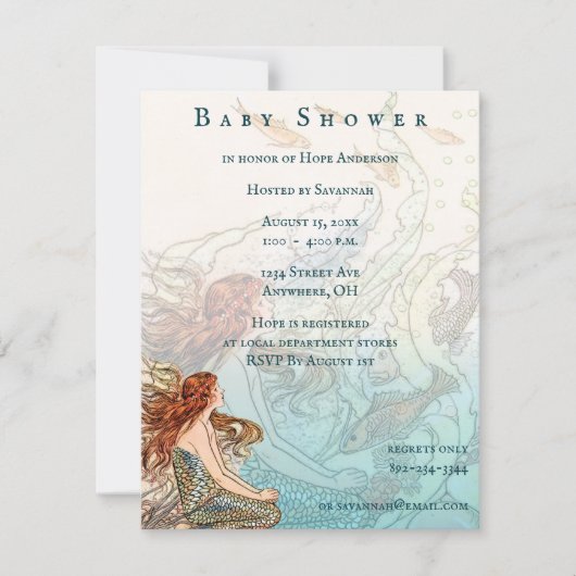 Onder het Zee Baby Girl Shower Kaart (Voorkant)