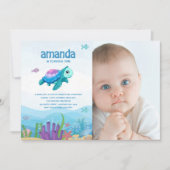 Onder het Zee Baby Meisje 1e Verjaardagsfeestfoto Kaart (Voorkant)