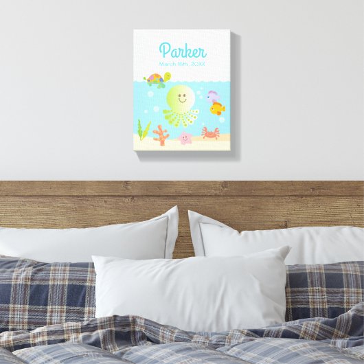 Onder het Zee Baby Nursery Decor Canvas Afdruk (Insitu (Slaapkamer))