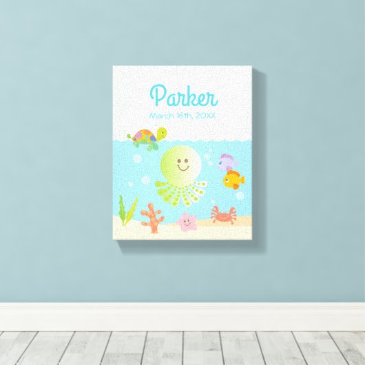 Onder het Zee Baby Nursery Decor Canvas Afdruk (Insitu (Houten vloer))