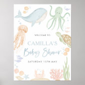 Onder het Zee Baby shower 18x24" Welkomstbord Poster (Voorkant)
