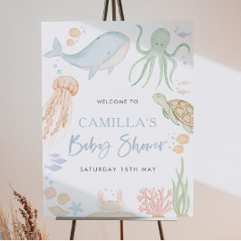 Onder het Zee Baby shower 18x24" Welkomstbord Poster