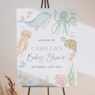 Onder het Zee Baby shower 18x24" Welkomstbord Poster