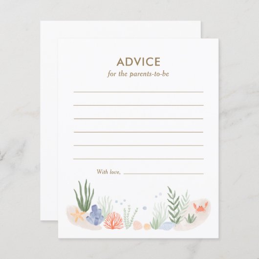 Onder het Zee Baby shower Advice Kaart (Voorkant / Achterkant)