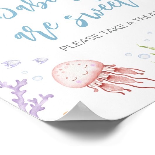 Onder het Zee Baby shower baby's zijn zoet Poster (Hoek)