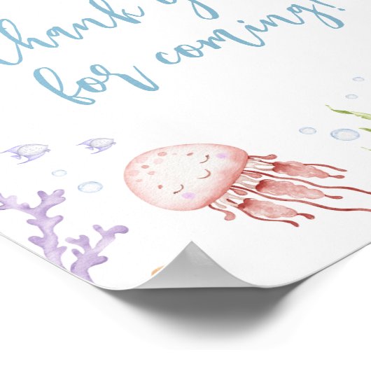 Onder het Zee Baby shower Bedankt voor uw komst Poster (Hoek)