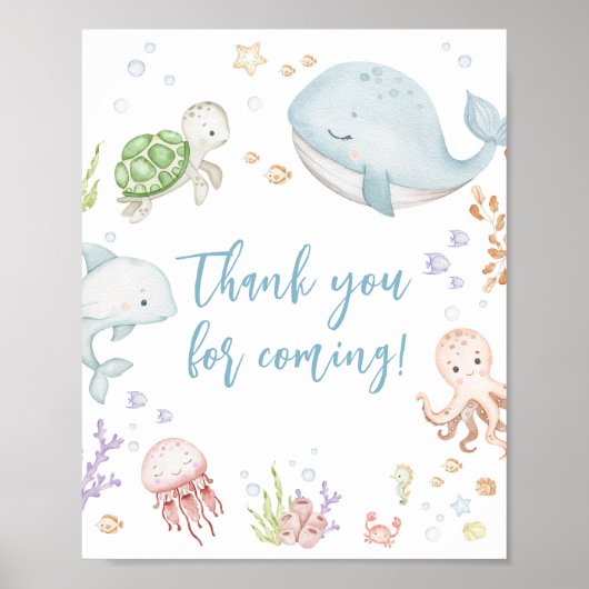 Onder het Zee Baby shower Bedankt voor uw komst Poster (Voorkant)