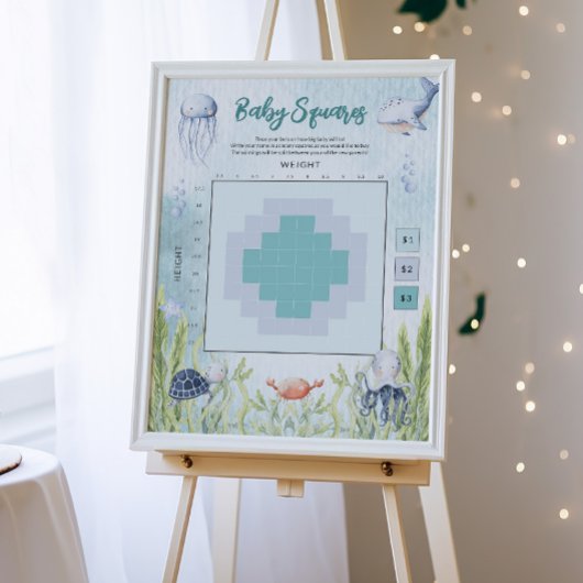 Onder het Zee Baby shower Betting Squares Sign Poster