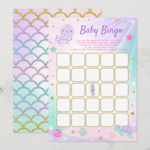 Onder het Zee Baby shower Bingo Card Game Kaart
