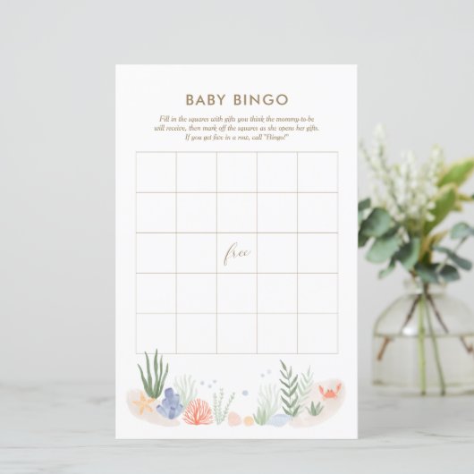 Onder het Zee Baby shower Bingo Game (Staand voorkant)