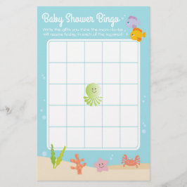 Onder het Zee Baby shower Bingo Game blauw & groen