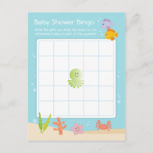 Onder het Zee Baby shower Bingo Game Kaart