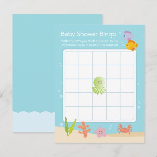 Onder het Zee Baby shower Bingo Game Kaart (Voorkant / Achterkant)