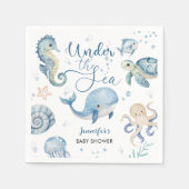Onder het Zee Baby shower Blue Boy Waterverf Servet (Voorkant)