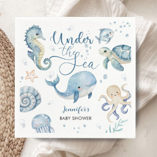 Onder het Zee Baby shower Blue Boy Waterverf Servet