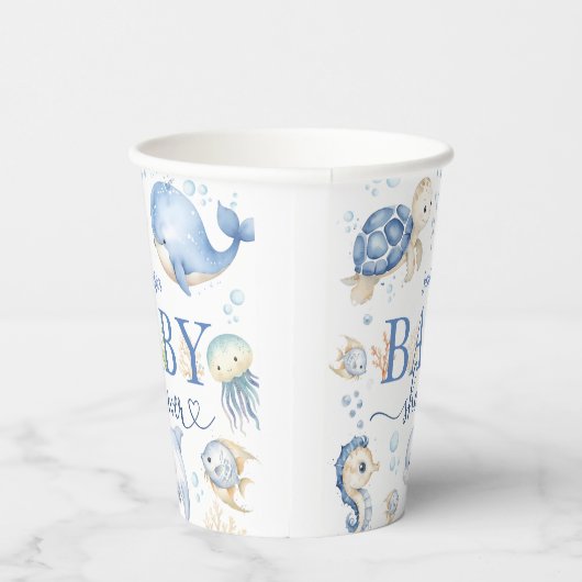 Onder het Zee Baby shower Blue Ocean Papieren Bekers (Rechts)