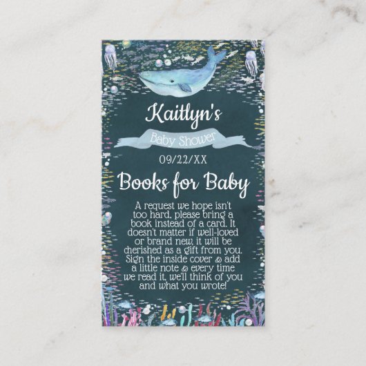 Onder het Zee Baby shower Boek Aanvraag Informatiekaartje (Voorkant)