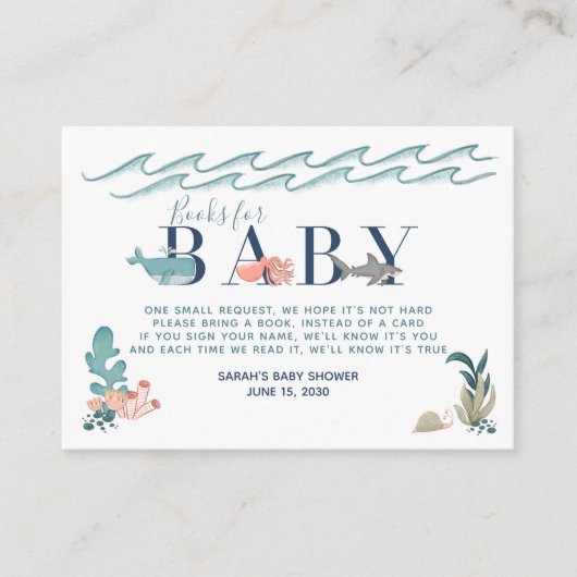 Onder het Zee Baby shower Boek Aanvraag Informatiekaartje (Voorkant)