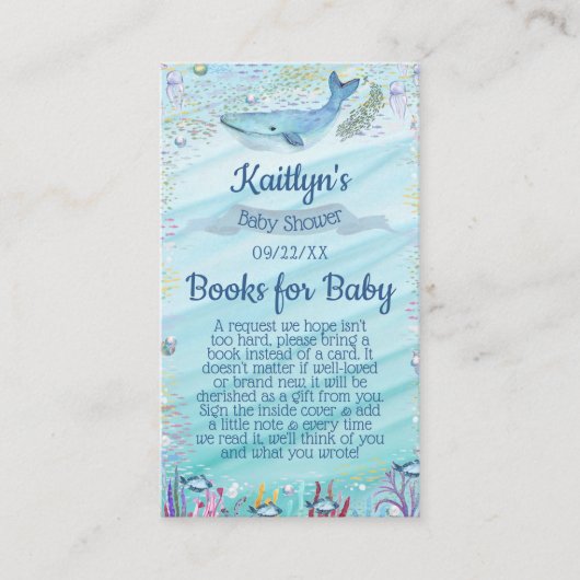 Onder het Zee Baby shower Boek Aanvraag Informatiekaartje (Voorkant)