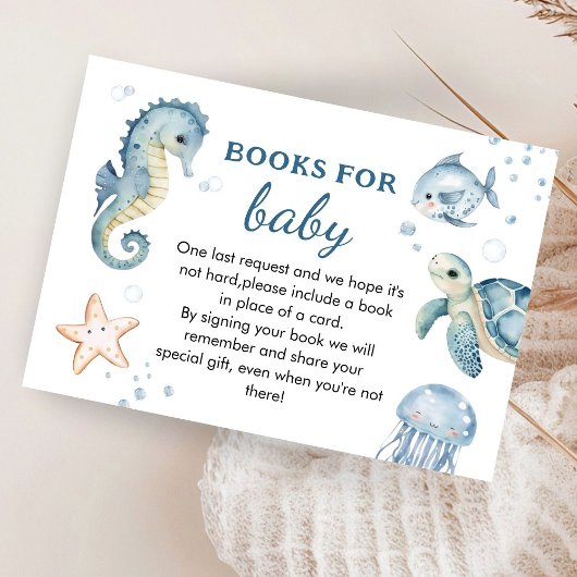Onder het Zee Baby shower Boek voor Baby Informatiekaartje