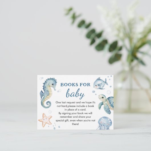Onder het Zee Baby shower Boek voor Baby Informatiekaartje (Staand voorkant)